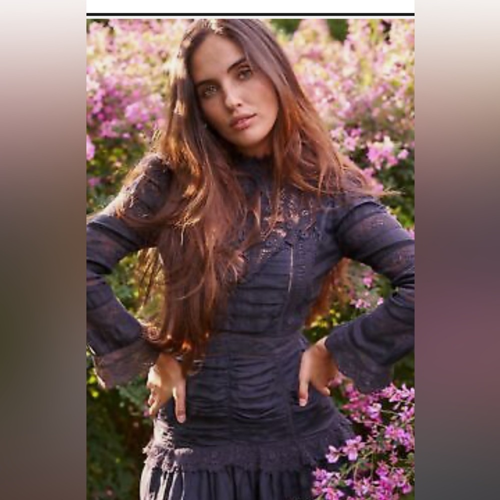 LoveShackFancy Navy Lace Mini Dress